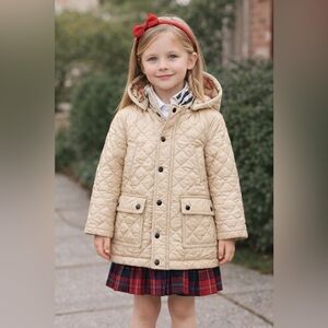 Burberry Children Meddon Hooded Check Long Sleeve Button Zip Up Jacket